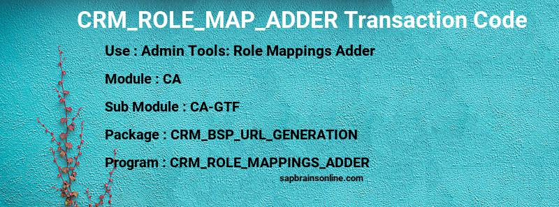SAP CRM_ROLE_MAP_ADDER transaction code