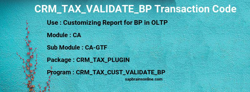 SAP CRM_TAX_VALIDATE_BP transaction code