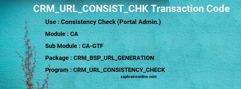 SAP CRM_URL_CONSIST_CHK transaction code