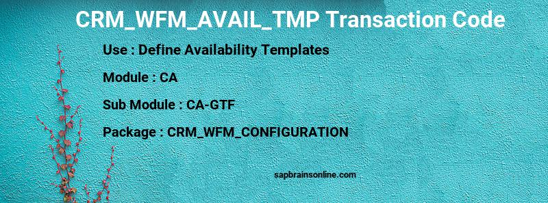 SAP CRM_WFM_AVAIL_TMP transaction code