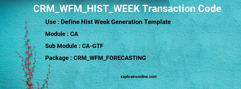 SAP CRM_WFM_HIST_WEEK transaction code