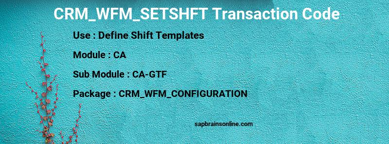 SAP CRM_WFM_SETSHFT transaction code