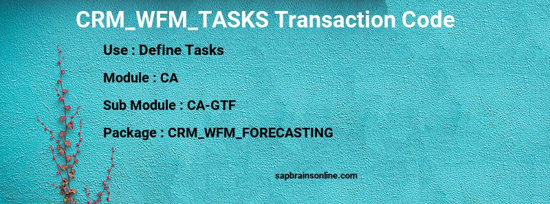 SAP CRM_WFM_TASKS transaction code
