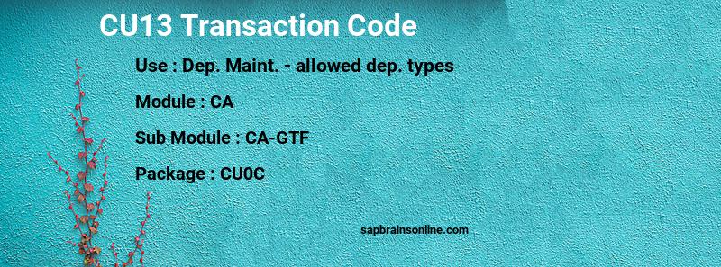 SAP CU13 transaction code