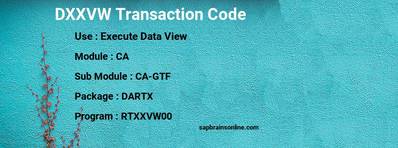SAP DXXVW transaction code