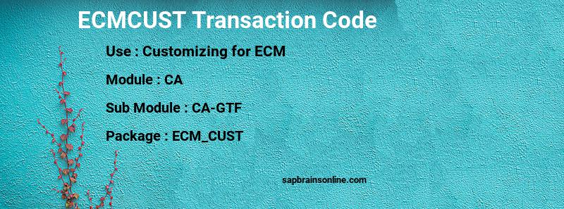 SAP ECMCUST transaction code