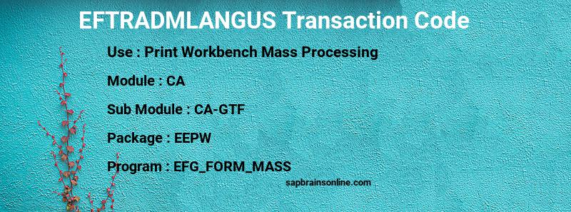 SAP EFTRADMLANGUS transaction code
