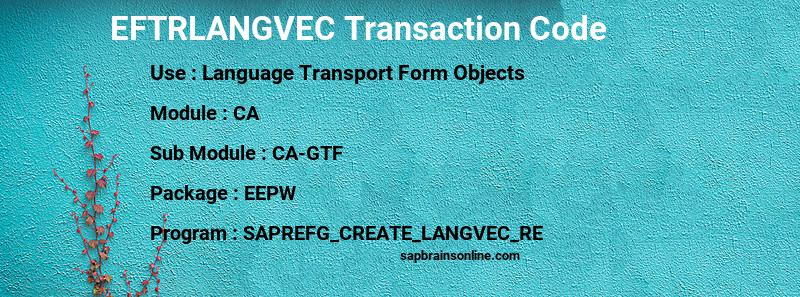 SAP EFTRLANGVEC transaction code