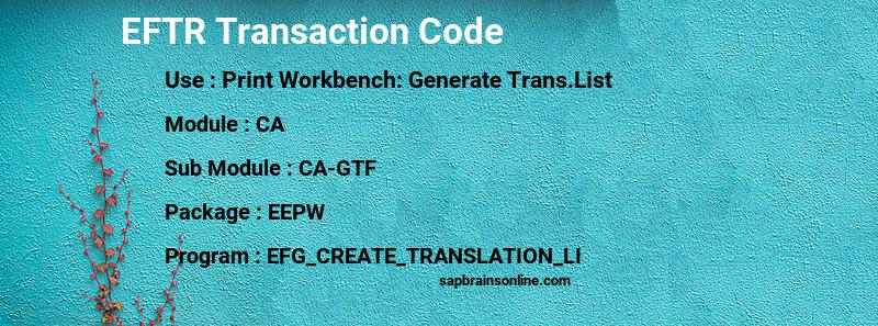 SAP EFTR transaction code