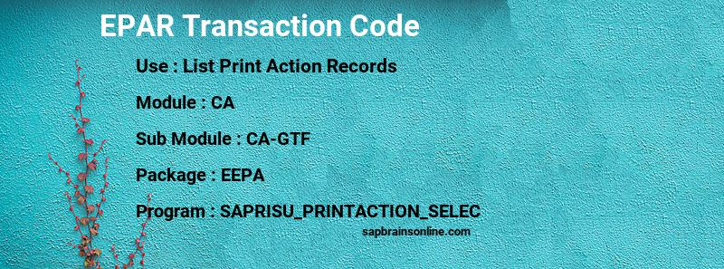 SAP EPAR transaction code