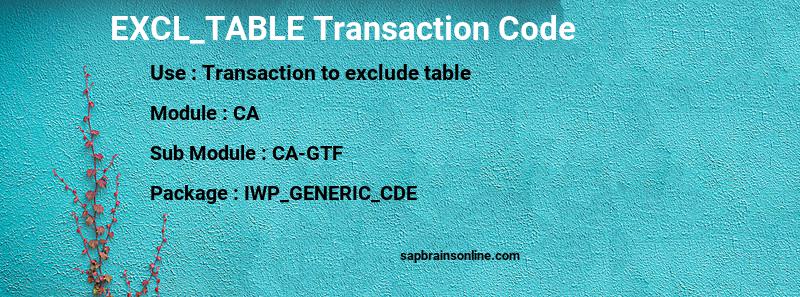 SAP EXCL_TABLE transaction code