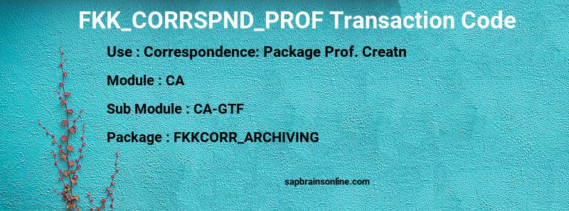 SAP FKK_CORRSPND_PROF transaction code