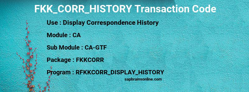 SAP FKK_CORR_HISTORY transaction code