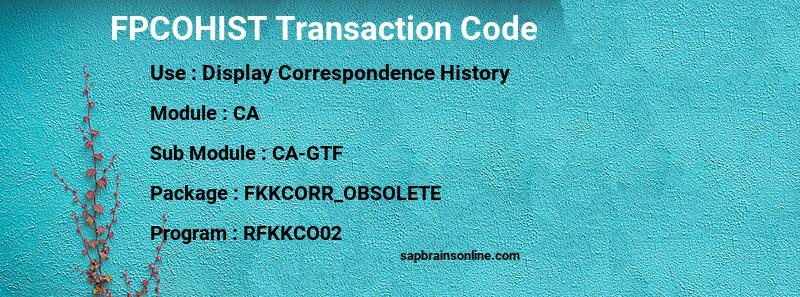 SAP FPCOHIST transaction code