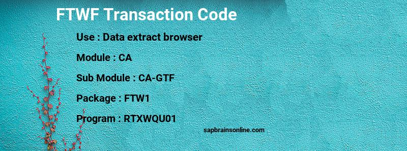 SAP FTWF transaction code