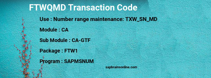 SAP FTWQMD transaction code