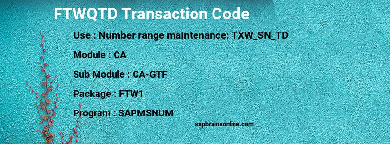 SAP FTWQTD transaction code