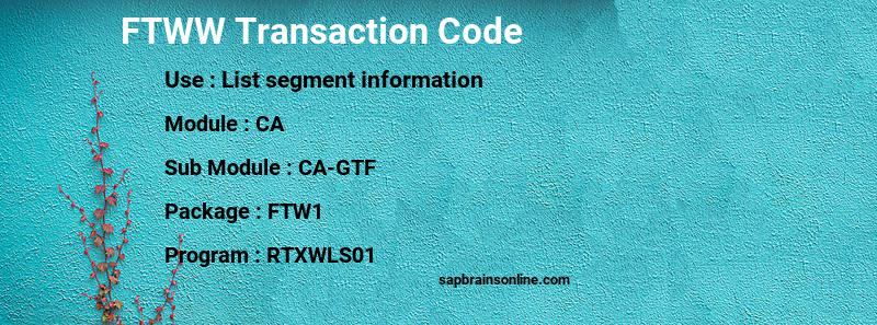 SAP FTWW transaction code