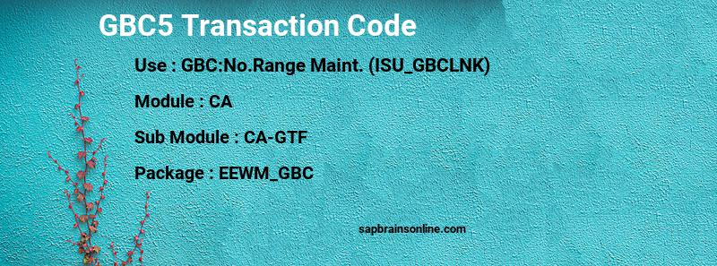 SAP GBC5 transaction code