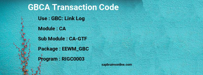 SAP GBCA transaction code