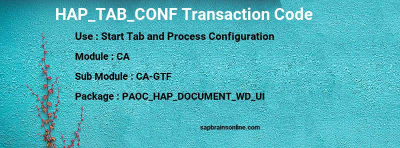 SAP HAP_TAB_CONF transaction code