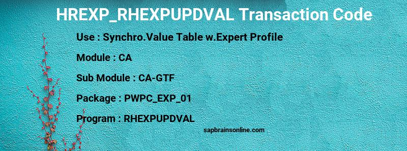 SAP HREXP_RHEXPUPDVAL transaction code
