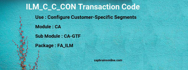 SAP ILM_C_C_CON transaction code