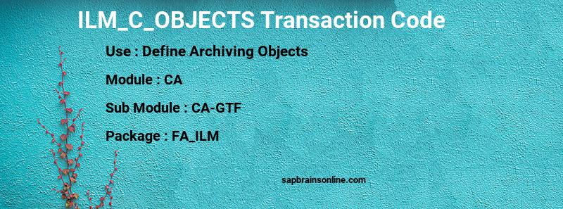 SAP ILM_C_OBJECTS transaction code