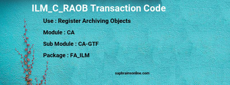SAP ILM_C_RAOB transaction code