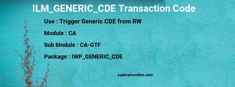 SAP ILM_GENERIC_CDE transaction code