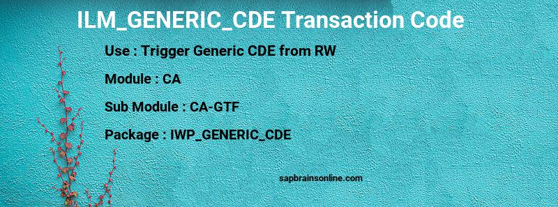 SAP ILM_GENERIC_CDE transaction code