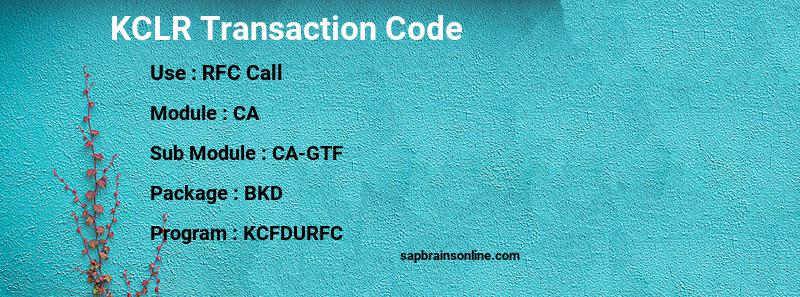 SAP KCLR transaction code