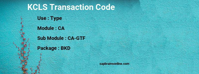 SAP KCLS transaction code