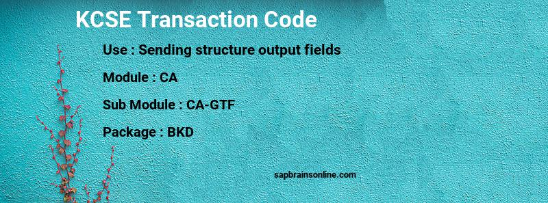 SAP KCSE transaction code
