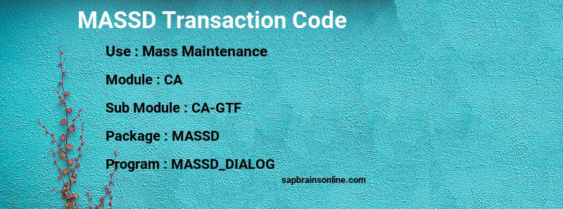 SAP MASSD transaction code
