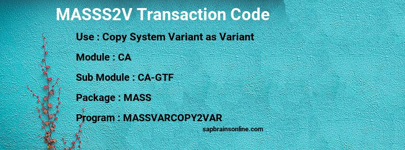 SAP MASSS2V transaction code