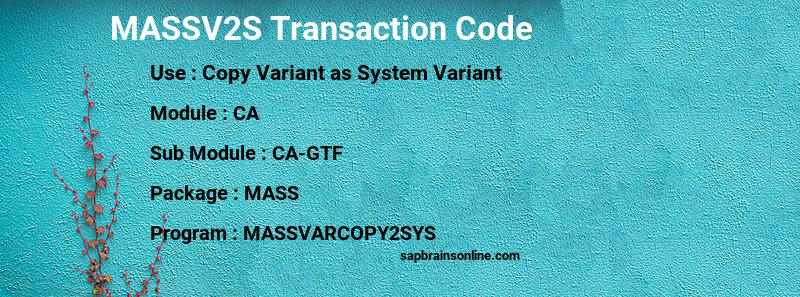 SAP MASSV2S transaction code