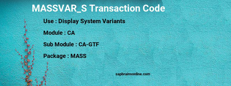 SAP MASSVAR_S transaction code