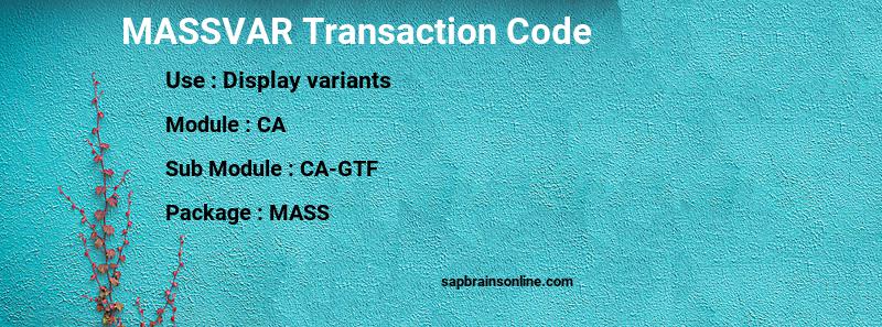 SAP MASSVAR transaction code