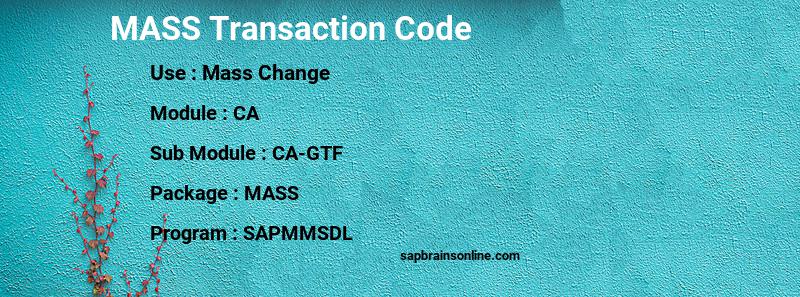 SAP MASS transaction code