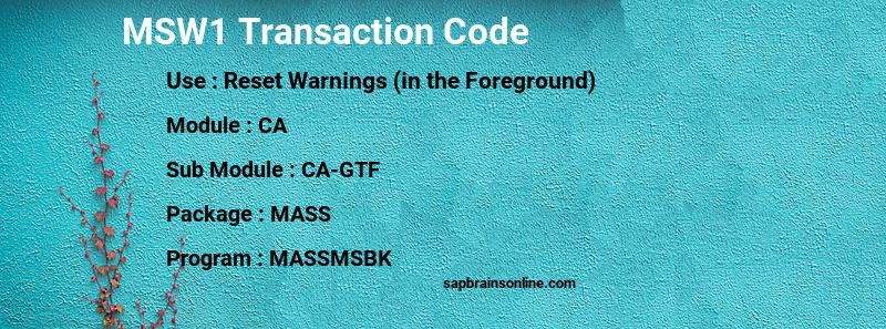 SAP MSW1 transaction code