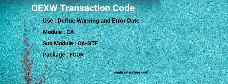 SAP OEXW transaction code