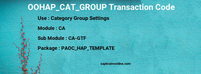 SAP OOHAP_CAT_GROUP transaction code