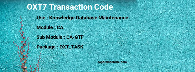 SAP OXT7 transaction code