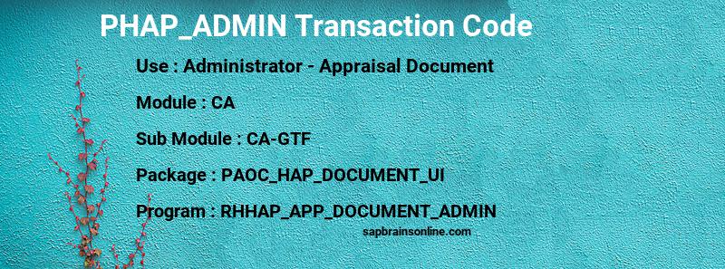 SAP PHAP_ADMIN transaction code