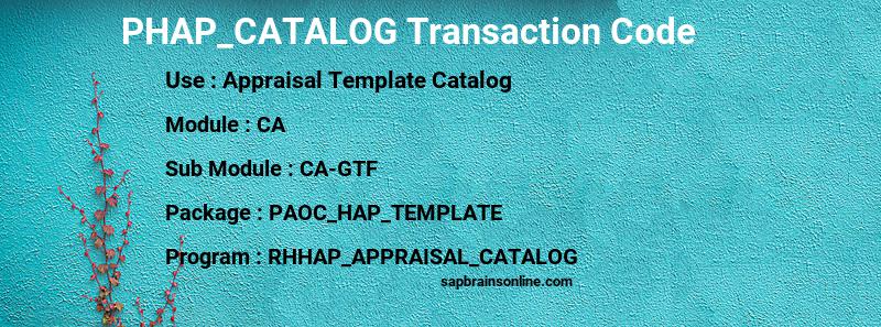SAP PHAP_CATALOG transaction code