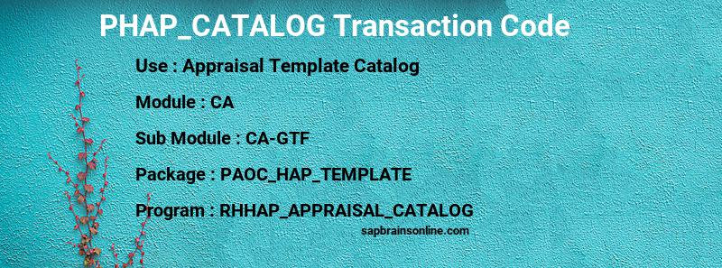 SAP PHAP_CATALOG transaction code