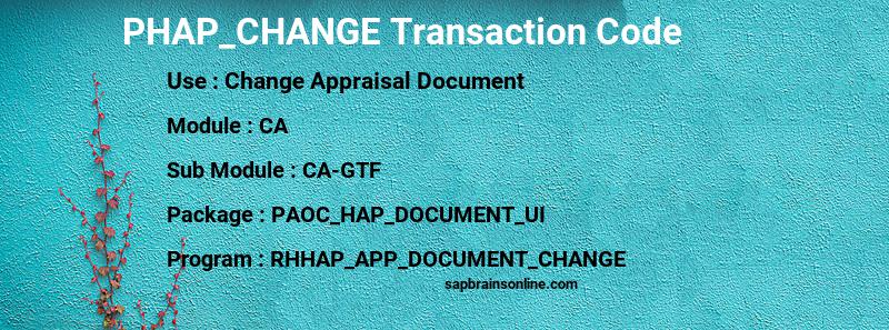 SAP PHAP_CHANGE transaction code