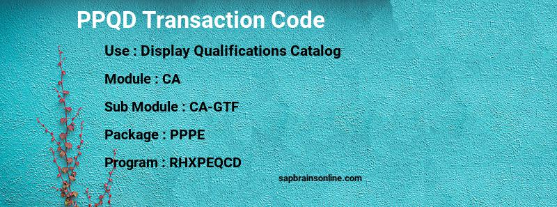 SAP PPQD transaction code