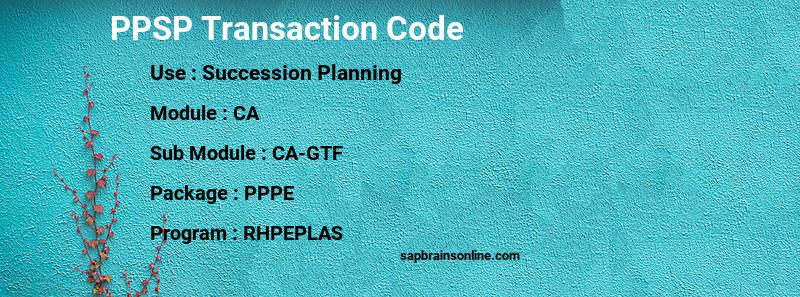 SAP PPSP transaction code